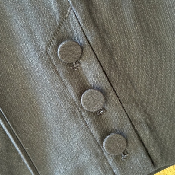 NWT J. Jill Linen Navy Stretch button hem ankle pants - S - Picture 4 of 6